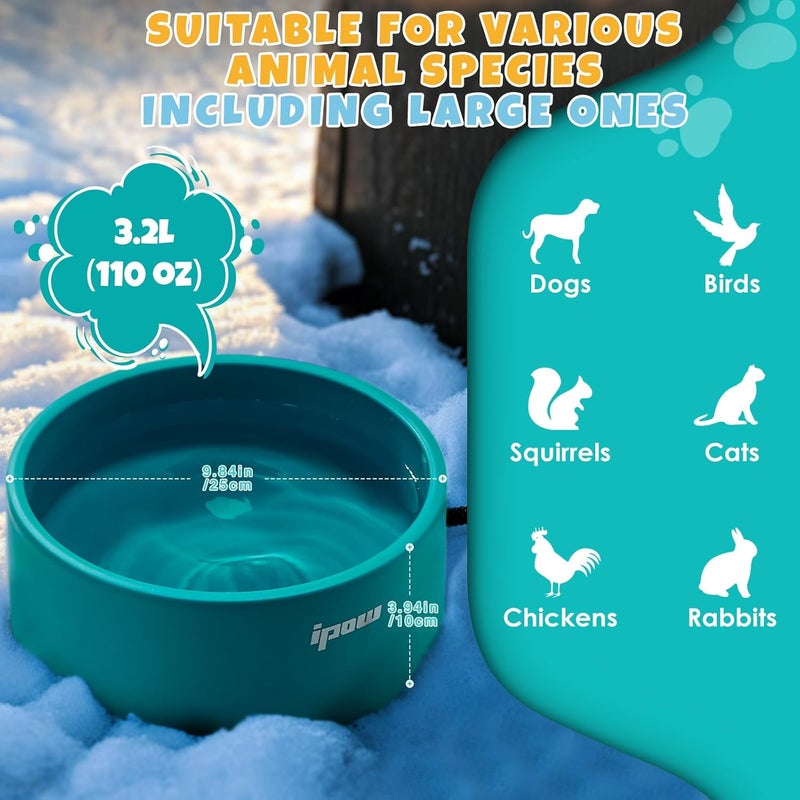 IPOW Pet Heated Bowl - Keep Water Warm for Furry Friends, Safe & Durable Outdoor Dog Bowl, Perfect for Cold Weather, Anti-Slip & Spill-Proof Automatic Warming, Blue - Image 2